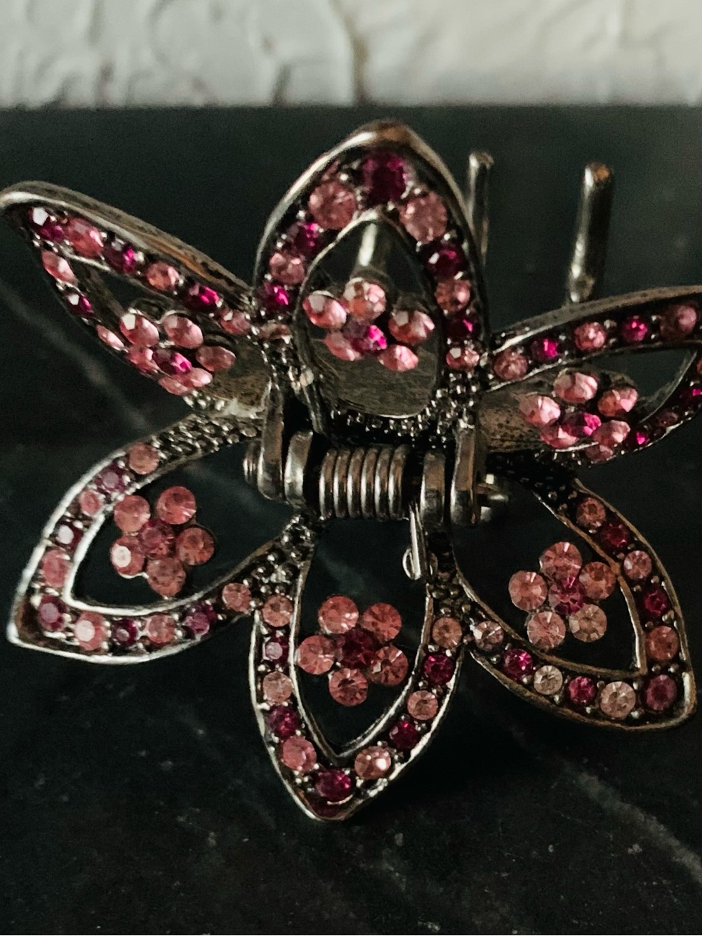 NEW! Pink Crystal Flower Hair Clip for Women